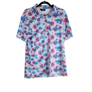 Greenside Golf Mens Polo Shirt SZ Small Blue Hot Pink Paint Splatter Splash Camo